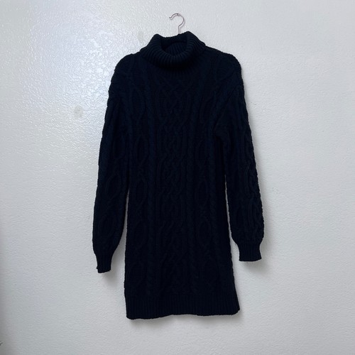 Love Tree Black Cable Knit Turtleneck Sweater Dress Long Sleeve Women's Large - Picture 3 of 12