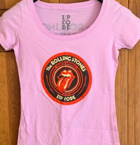 Women's ZIP CODE S/S Pink Rolling Stones 2015 North America Zip Code Concert Tee - Picture 2 of 4