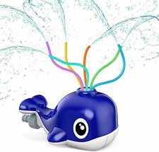 Water Sprinkler for Kids, Blue Whale Spray Water Toy w/6 Wiggle Tubes for Toddle