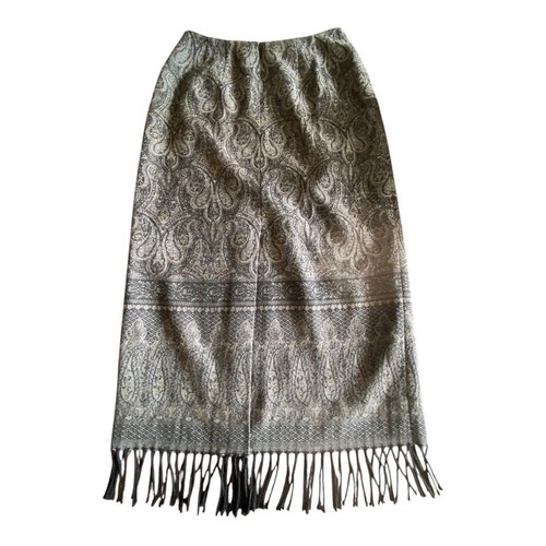 NWT Talbots Wool Lined Pencil Skirt Boho Paisley Fringe Hem Sz 6 Petite Western - Picture 2 of 10