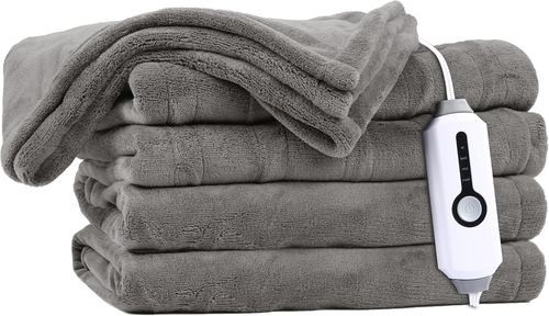 Heated Electric Blanket 60x45 Soft Flannel Adjustable Heat Warm Comfortable Cozy