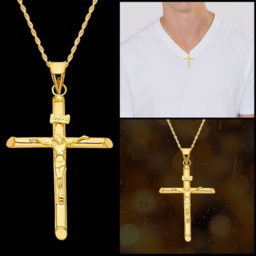 Colgante Crucifijo Religioso Cruz Jesús Oro Amarillo 14k para Hombre Mujer - Imagen 14 de 37