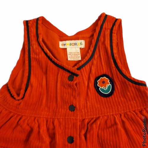 Vintage GYMBOREE Girls Red Corduroy Sleeveless Dress Snaps Pockets XSmall - Picture 3 of 9