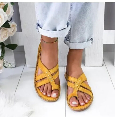 Women Sandals Premium Orthopedic Slide Ring Toe Slip On Summer Casual Shoes Size - Picture 17 of 27