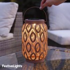 25cm Solar RGB LED Moroccan Blush Pink Metal Outdoor Hanging Lantern Light Lamp