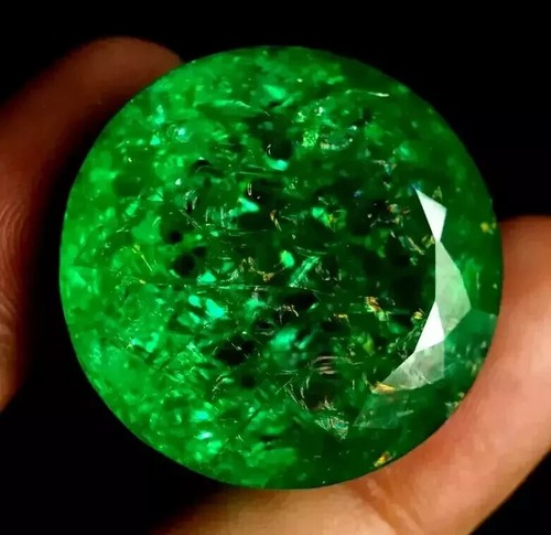 Piedra preciosa suelta verde corte redondo esmeralda colombiana natural certificada 60 quilates 2 piezas - Imagen 4 de 8