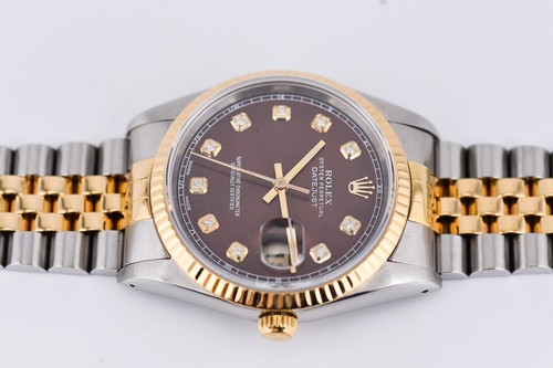 Rolex Datejust 16233 Gelbgold Lünette Custom Brown Diamonds Dial 36mm - Bild 8 von 12