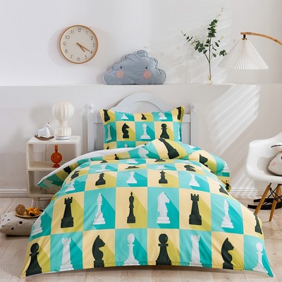 3D Chess Pattern Green Yellow Quilt Cover Set Duvet Cover Bedding Pillowcases