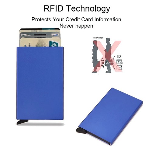 Rfid Credit Card Holder Metal Thin Slim Smart Wallet Men Women Wallets Pop Up Mi - Picture 12 of 22