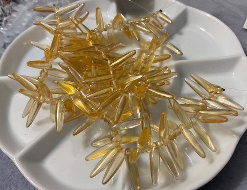 Czech Glass Thorn Beads 5mm x1 6mm Amber (Blonde) 40 per strand. - Picture 2 of 2