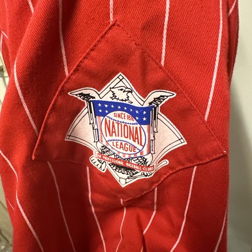 Starter MLB Cincinnati Reds Pinstripe Baseball Jersey Mens Large 90s - Picture 8 of 9