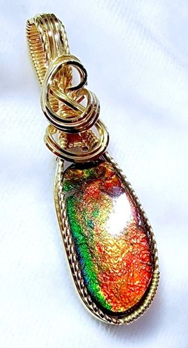 Canadian Multicolor Ammolite Pendant Handcrafted in 14K GF - Picture 11 of 15