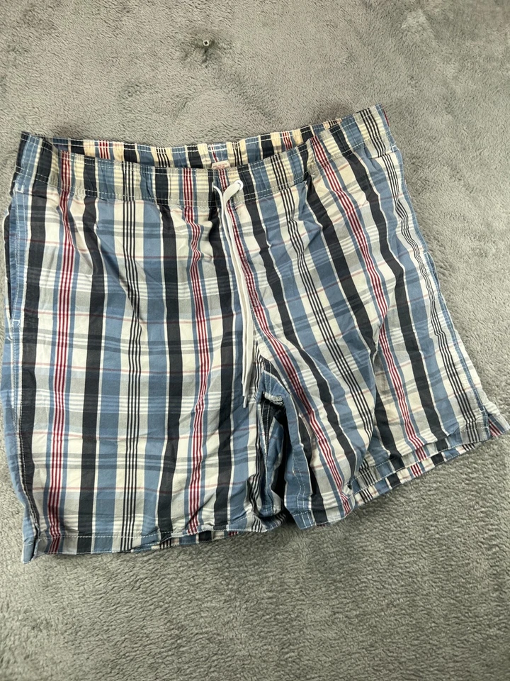 Merona Hombres Grande Traje de Baño Pantalones Cortos Baúl Azul Malla a Cuadros Forrado Board Shorts Foto 2 de 4