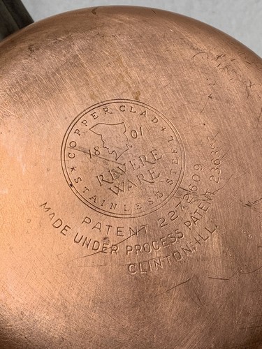 Revereware Pre 1968 1 Qt Pot Lid Small Frying Pan Clinton Double Circle Copper - Picture 10 of 10