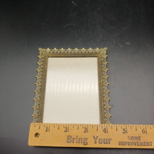 Ornate Brass Baroque Rococo Picture Frame - 3.5x5 Small Gold Metal Floral Leaf - Picture 4 of 6
