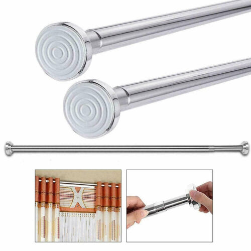 Heavy Duty Extendable Telescopic Shower Curtain Pole Rail Rod Bath 125-220CM UK - Picture 3 of 8