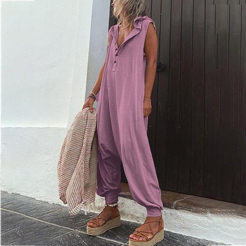 Sommeroverall Für Damen Overall Mit Weitem Bein Und Lockerer Hosenträgerhose ≥ - Bild 11 von 20