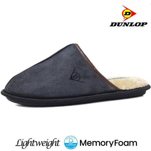 DUNLOP MENS SLIPPERS WINTER WARM FUR COSY MEMORY FOAM INDOOR SLIP ON SHOES SIZE - Picture 17 of 25