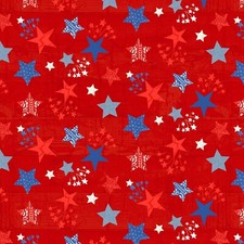 Patriotic Picnic Stars on Red With Flags Henry Glass Quilt Fabric 44" Wide