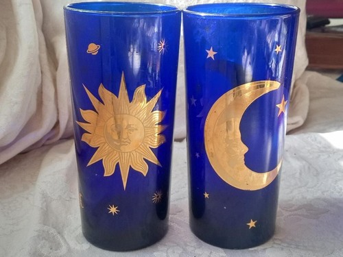 KOBALTBLAU GOLD MOND STERN SONNENBRILLE 2er Set Himmlisches Glas 6 Zoll Durchbruch USA - Bild 7 von 7