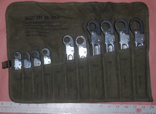 Military Imperial Flare Nut Line Ratcheting Wrench Set SAE 10 pcs USA