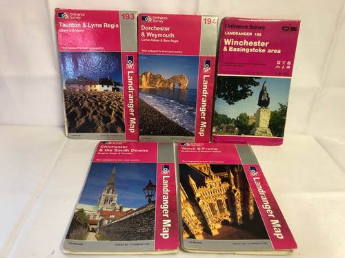 5 Ordnance Survey Taunton Dorchester Winchester & Basingstoke, Chichester Yeovil - Picture 1 of 3