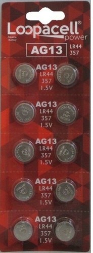 LR44 BATTERY (20 piece) LR44 357 A76 L1154 AG13 357 Alkaline Loopacell Battery - Picture 2 of 3