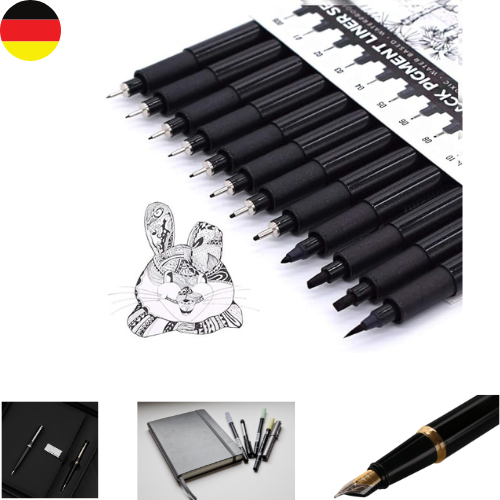 Schwarz Fineliner Stifte,Schwarze Filzstiften,Pigment Liner Set, Wasserfest, Sti - Bild 1 von 1