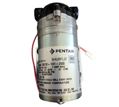 Shurflo 8010-101-200 RO Booster Pump 24V 50GPD 80PSI 3/8 NPT Ports