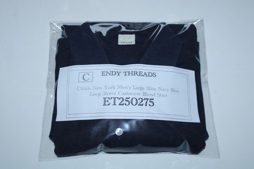 RAR Kinder New York Herren Large Slim Navy Blau Langarm Kaschmirmischung Hemd - Bild 15 von 15