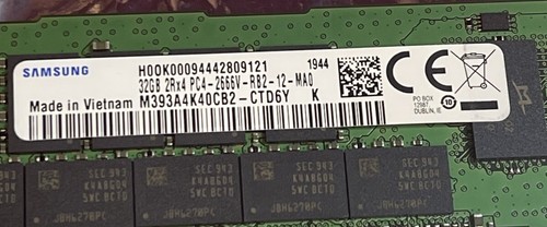 Samsung 32GB Memory Module DDR4 SDRAM - 2666MHz M393A4K40CB2-CTD New Pulled - Picture 2 of 2