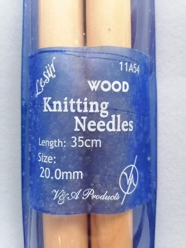 KNITTING NEEDLES - Wood - 20mm (US36), 35cm long - Lesür brand - New - Picture 1 of 2
