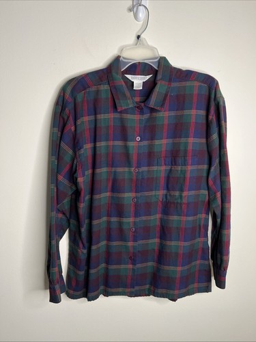 Vintage Lands' End Women's 14 Plaid Flannel 2 Piece Skirt & Blouse Made In USA - Picture 4 of 13