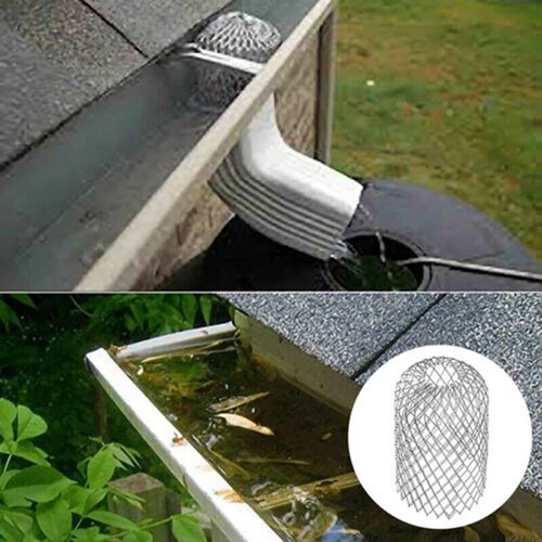 1/4x New Metal Mesh Gutter Leaf Debris Mud Trap Guards Drain Pipe Cover Downpipe - Picture 6 of 12