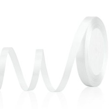 White Ribbon for Gift Wrapping 3/8 in 25 Yards White Satin Ribbon Floral Ribb...
