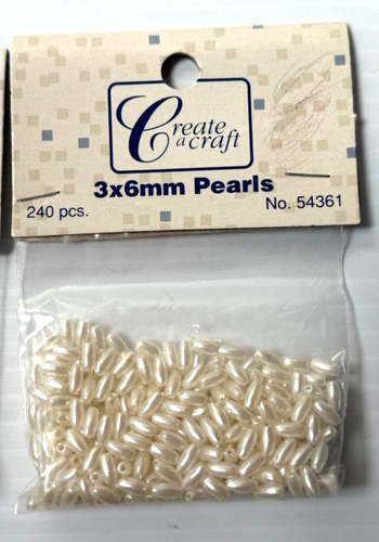 5 Bag Lot Crafting 3 x 6mm Craft Pearls Beads #54361 (240Pc) Each Bag x5 - Picture 2 of 2
