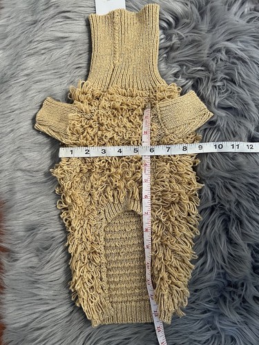 Max Bone Gold Sparkly Knit Stretchy Dog Puppy Sweater Knit Collar Sz M NWT - Picture 5 of 6
