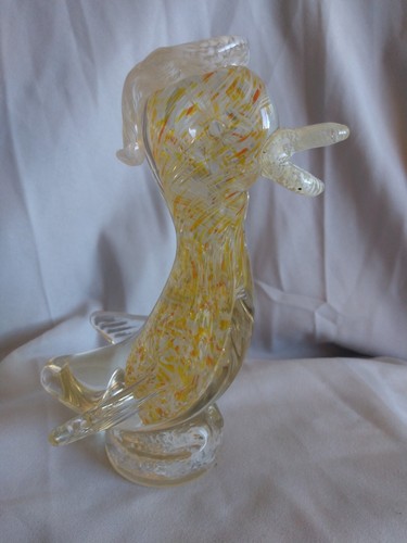 Vintage Kunst Glas klar orange Konfetti Murano Stil Ente 6" hoch gebraucht  - Bild 1 von 6