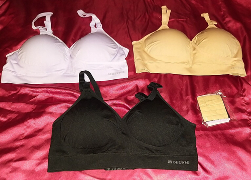 Women Nursing Bras for Breastfeeding Seamless Maternity V-Neck Bra Set Of 3 (XL) - Picture 9 of 13