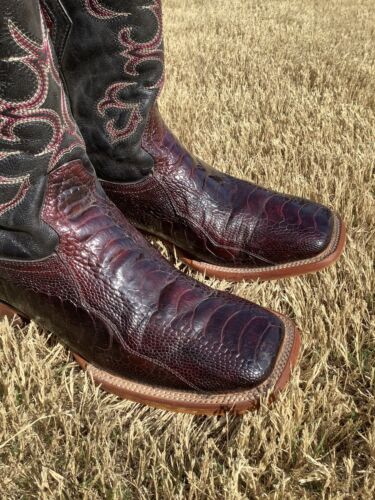 JB Dillon Straußenbein Stiefel Herren 9EE BLACK CHERRY Cowboystiefel Square Toe - Bild 2 von 12