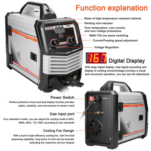 Soldadoras Inversor 4 en 1 MIG MMA MAG TIG-160C Soldadora Eléctrica 220V - Imagen 6 de 10