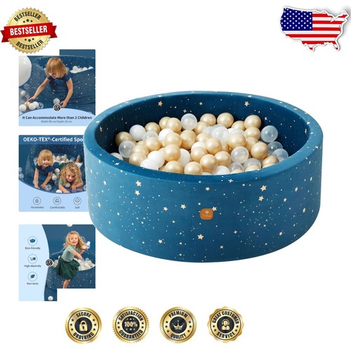 Indoor/Outdoor Foam Playpen for Kids - 35.4" Night Sky Ball Pool with 7 cm Balls