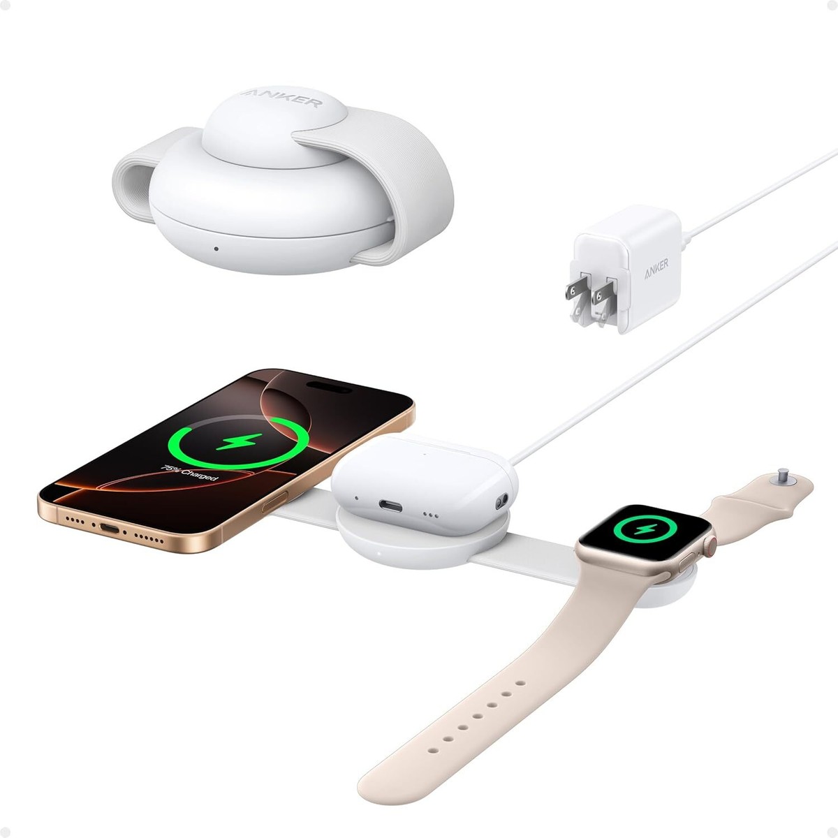 Anker MagGo UFO 15W Qi2 Wireless Charger Pad 3-in-1 Foldable MagSafe  Compatible