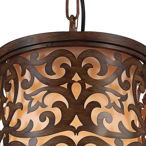 CWI Lighting Mini Pendant Light Rustic Drum Shade W/ Brushed Chocolate Finish - Picture 5 of 7