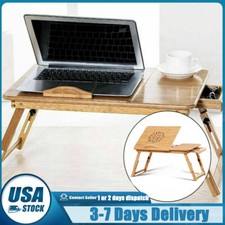 Bamboo Portable Folding Legs Laptop Adjustable Table Bed Sofa PC Home Desk Stand