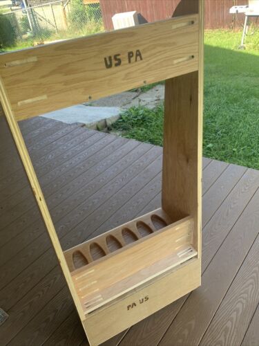 Custom Heavy Duty Wooden cherry wood base Gun Rifle Display Rack, 6 guns w Box - Picture 7 of 9
