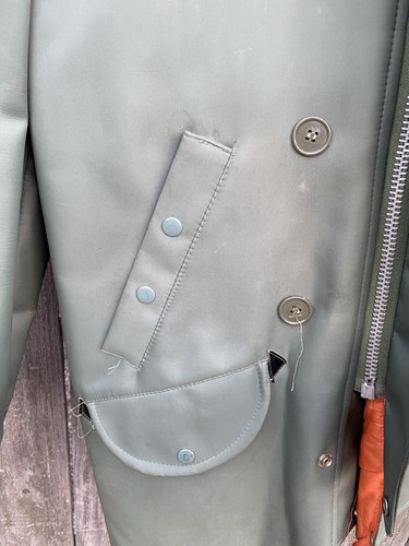VINTAGE The A-line Academy Wetha Guard Rubber Coat Hoodie Jacket Faux Fur S - Picture 3 of 12