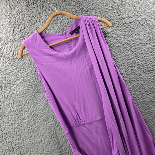 Saba Womens Pencil Dress Size 12 Purple Stretch Knit Sleeveless Drape Front - Picture 2 of 15