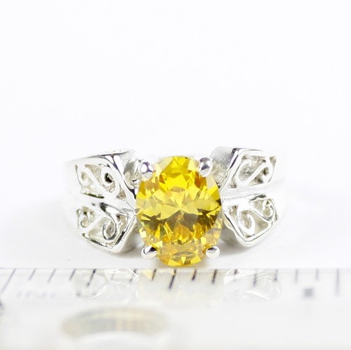 Golden Yellow CZ, 925 Sterling Silver Ladies Ring-Handmade. SR281 - Picture 5 of 5