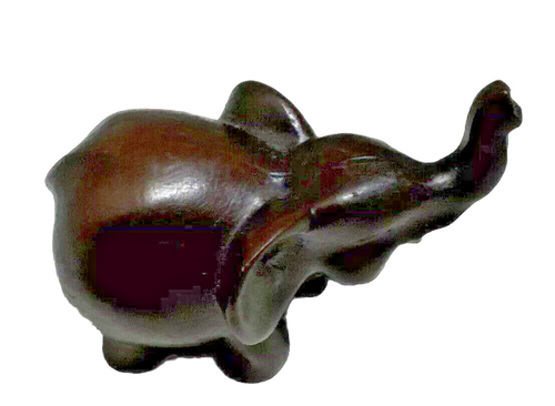 Vintage Miniature 1.5 inch Good Luck Baby Elephant Figurine Brown Trunk Up - Picture 3 of 5